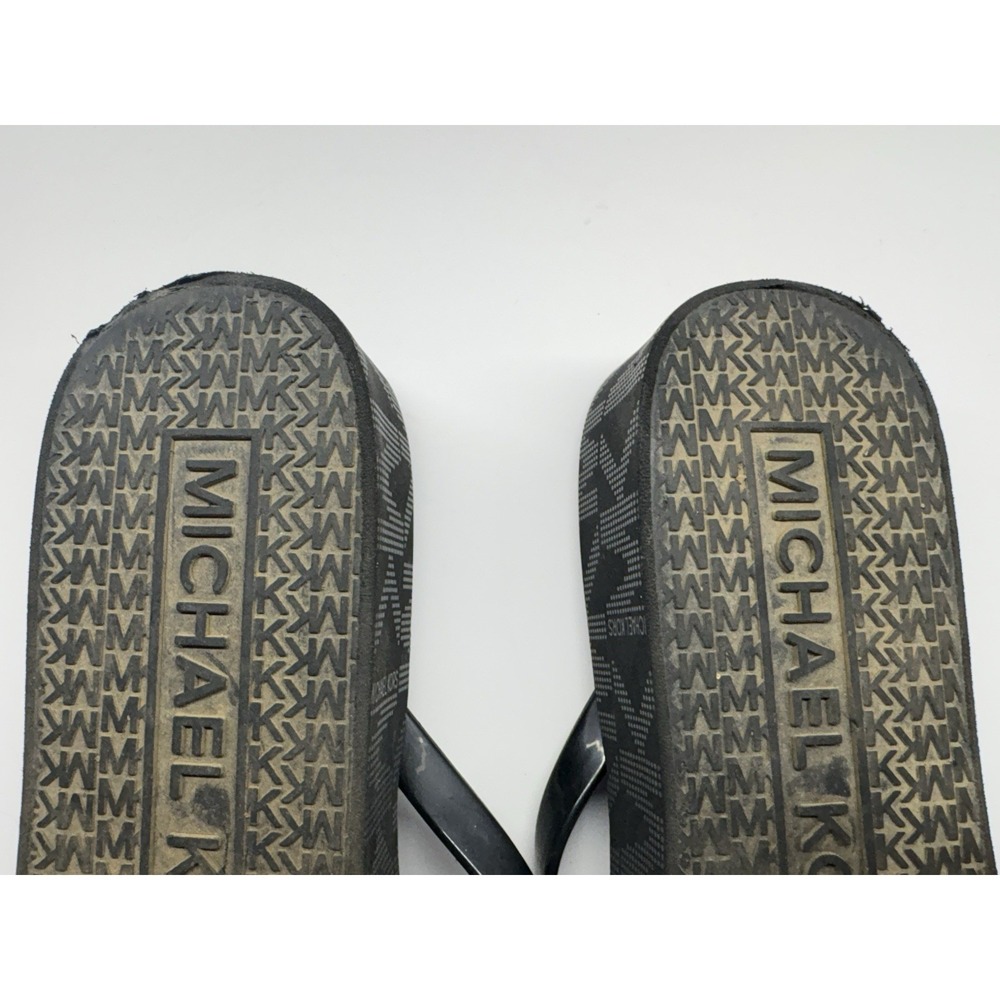 Michael Kors Bedford Platform Flip Flop Women 7 Black Jet Set Signature Low Heel - Picture 5 of 7